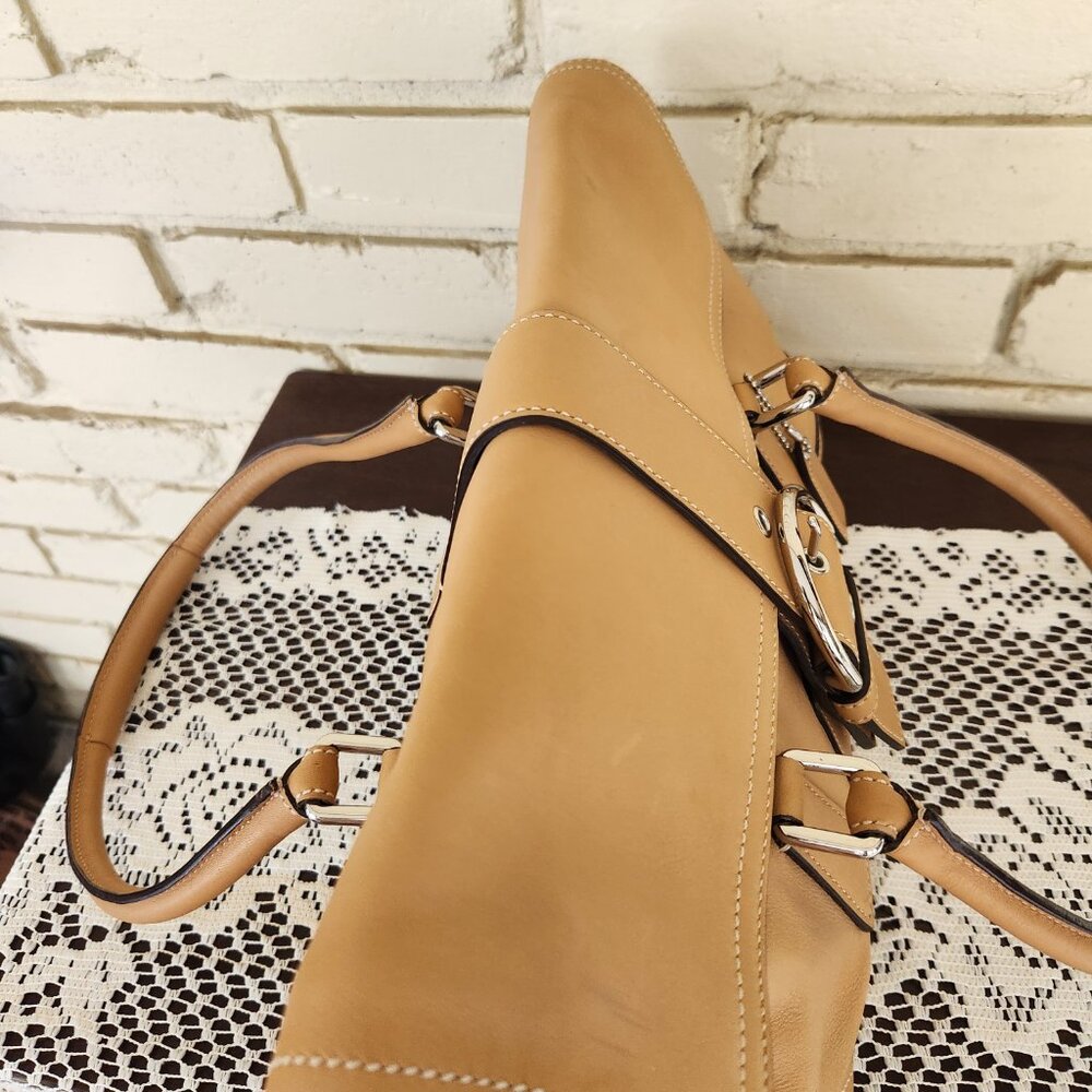 Vintage Rare Coach Hampton Flap Tan Leather Handbag Purse - Picture 8 of 13
